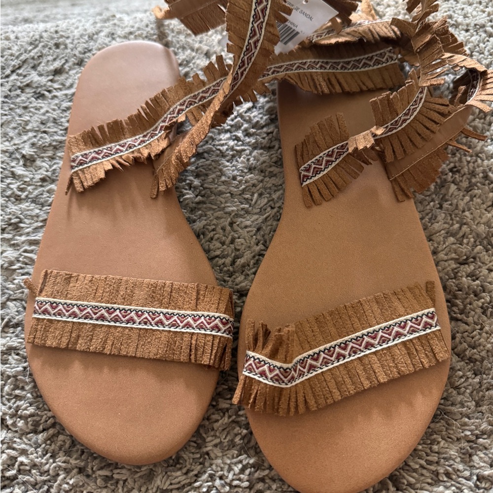 Fringe Tan Sandals